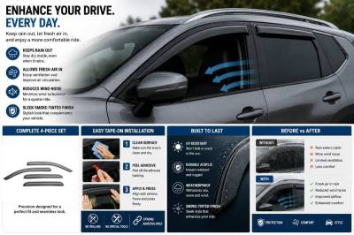 Black Horse Off Road - Rain Guards-Smoke-2021-2025 Nissan Rogue|Black Horse Off Road - Image 5