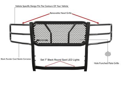 Black Horse Off Road - Rugged Heavy Duty Grille Guard Kit-Black-2015-2020 Chevrolet Tahoe-Chevrolet Suburban|Black Horse Off Road - Image 2