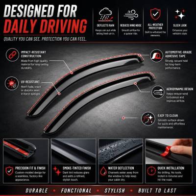 Black Horse Off Road - Rain Guards-Smoke-1996-2026 Chevrolet Express 1500,2500,3500,Chevrolet Express Cargo,Chevrolet Express 4500,Chevrolet Express Pasajeros|Black Horse Off Road - Image 3