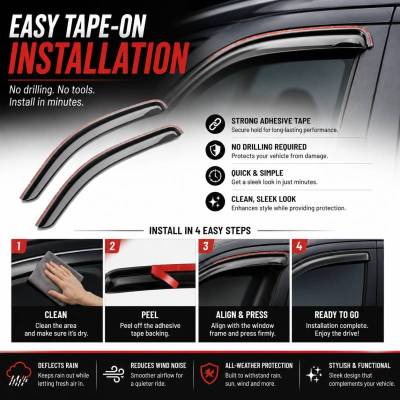 Black Horse Off Road - Rain Guards-Smoke-1996-2026 Chevrolet Express 1500,2500,3500,Chevrolet Express Cargo,Chevrolet Express 4500,Chevrolet Express Pasajeros|Black Horse Off Road - Image 7