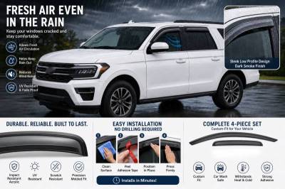 Black Horse Off Road - Rain Guards-Smoke-2018-2024 Ford Expedition|Black Horse Off Road - Image 2