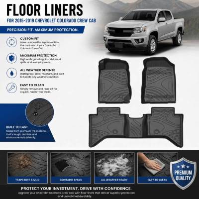 Black Horse Off Road - Totaliner Heavy Duty Floor Liner-Black-2015-2022 Chevrolet Colorado|Black Horse Off Road - Image 11