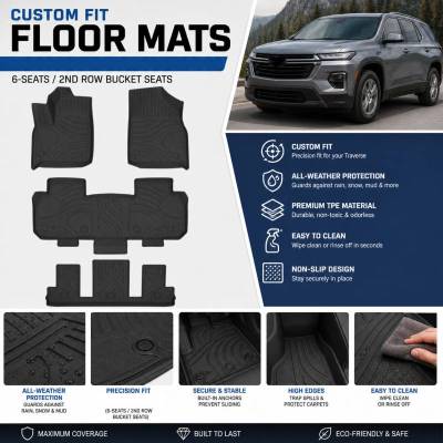 Black Horse Off Road - Totaliner Heavy Duty Floor Liner-Black-2018-2023 Chevrolet Traverse|Black Horse Off Road - Image 9