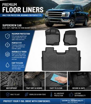 Black Horse Off Road - Totaliner Heavy Duty Floor Liner-Black-2015-2022 Ford F-150|Black Horse Off Road - Image 9