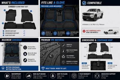 Black Horse Off Road - Totaliner Heavy Duty Floor Liner-Black-2019-2023 Nissan Frontier|Black Horse Off Road - Image 4