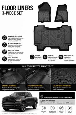 Black Horse Off Road - Totaliner Heavy Duty Floor Liner-Black-2019-2024 Ram 1500|Black Horse Off Road - Image 10