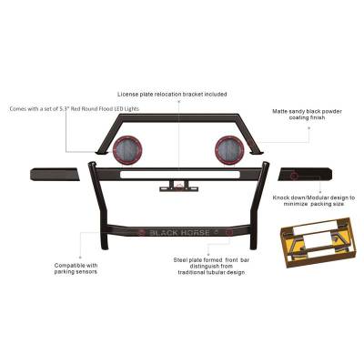 Black Horse Off Road - Rambler Grille Guard Kit-Black-2024-2026 Toyota Tacoma|Black Horse Off Road - Image 2