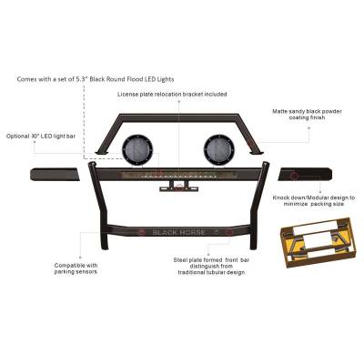 Black Horse Off Road - Rambler Grille Guard Kit-Black-2024-2026 Toyota Tacoma|Black Horse Off Road - Image 2