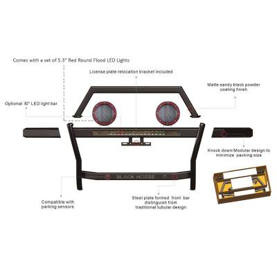 Black Horse Off Road - Rambler Grille Guard Kit-Black-2024-2026 Toyota Tacoma|Black Horse Off Road - Image 2